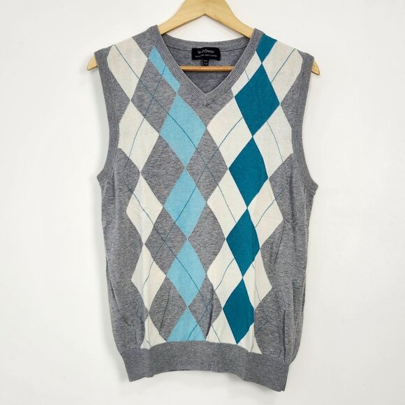 Le Chateau Argyle Sweater Vest Silk Cotton Blend Light Academia Tennis Prep Golf - Picture 3 of 9